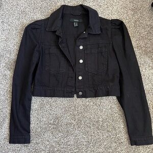 Forever 21 Cropped Black Jean Jacket